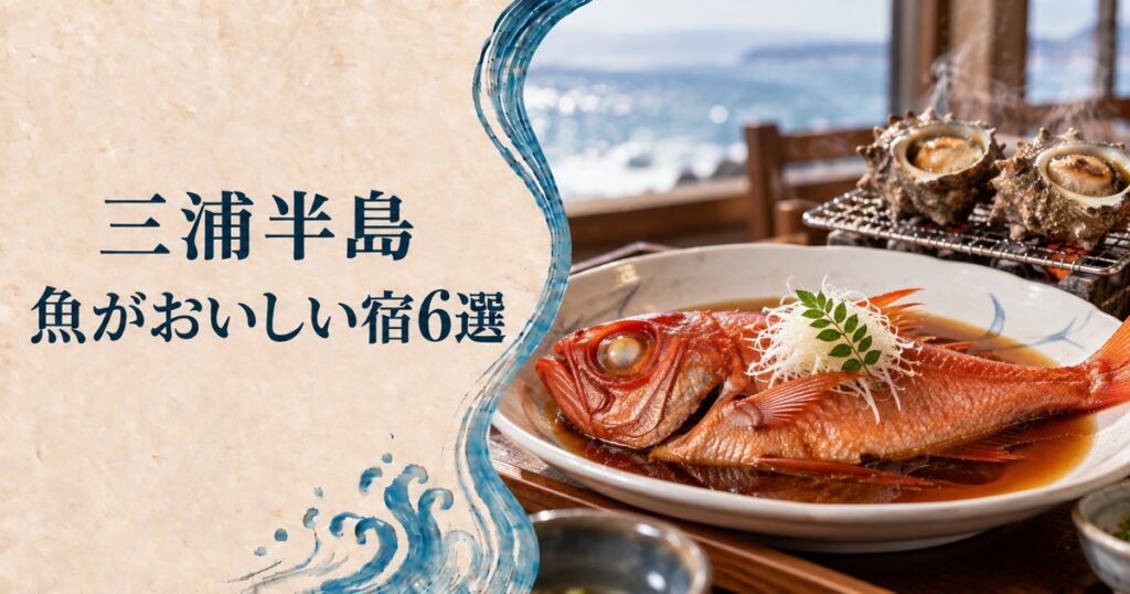 三浦半島の魚がおいしい宿 白磁の平鉢に金目鯛の煮付けとサザエの壺焼き